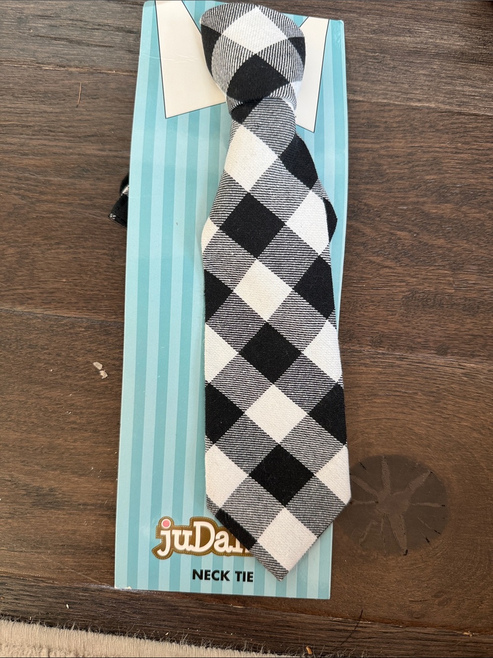 Black & White Buffalo Plaid Kids Neck Tie